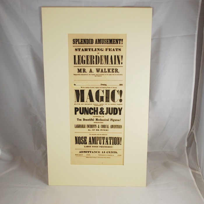 Original 1855 Broadise of M. Walker Magician and Punch and Judy: mint!
