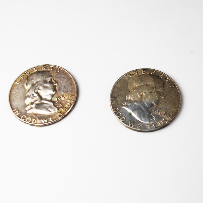Folding Franklin half and nickel to Franklin half