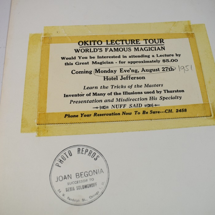 Okito Signed 8x10 photo and Lecture Tour Card: 1951 - Image 3