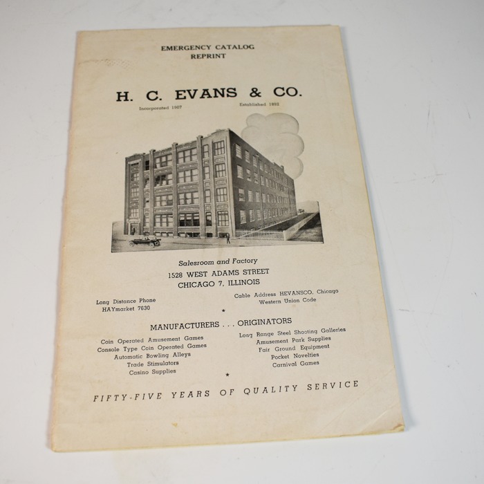 H. C. Evans circa 1945 Gambling Catalog of Straight and Crooked Gambling Devices