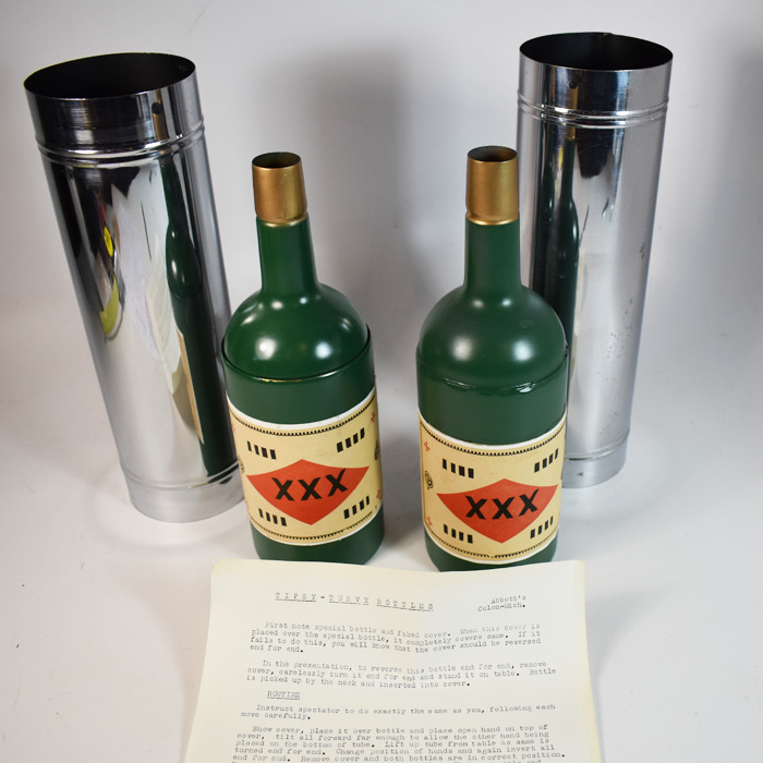 Vintage Abbott Topsy Turvey Bottles scarce green paint