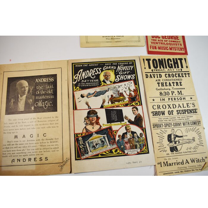 Group of Original Vintage Ephemera including a rare Marietta Poole the Mystifier (female magician 1925) advertisement book - Image 2