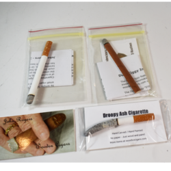 John Rogers Dual Ciggy (2) and The Droopy Ash Cigarette: painted carved wood!