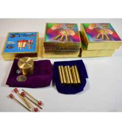 Spike Thru Coin and 4 Rattle Bar Effects: all solid brass and brand new!
